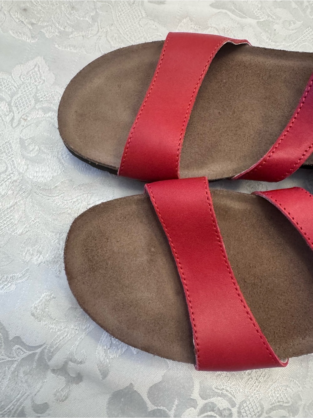 Naot Pamela Kiss Red Leather Comfort Shoe Sandal Size 43 / 12 Bling Leather Cork - Picture 6 of 9
